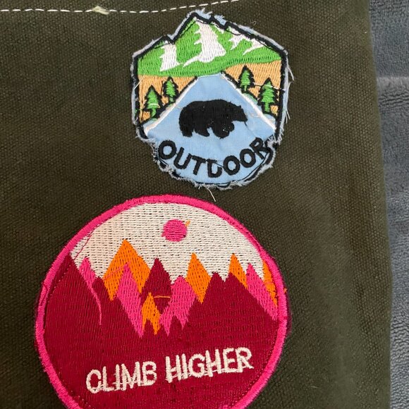 Free People Been There Badge Patch Canvas Tote Bag Sea Serpent Green NEW $128 - Picture 11 of 12